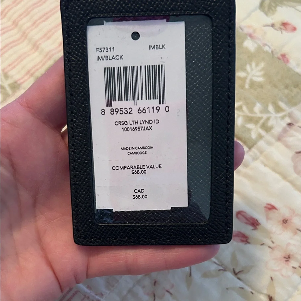Coach Black Leather Card Holder with Clip - Picture 5 of 7